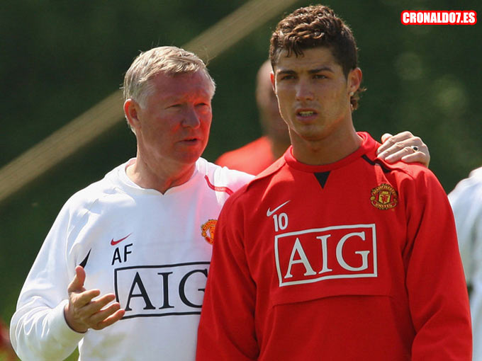Cristiano Ronaldo con Alex Ferguson