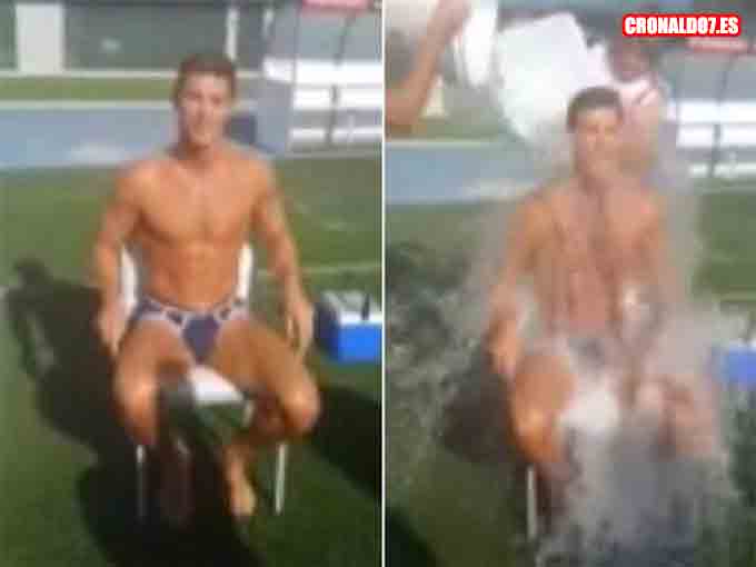 Cristiano Ronaldo con un cubo de agua helada