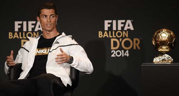 Cristiano Ronaldo en la rueda de prensa de la FIFA