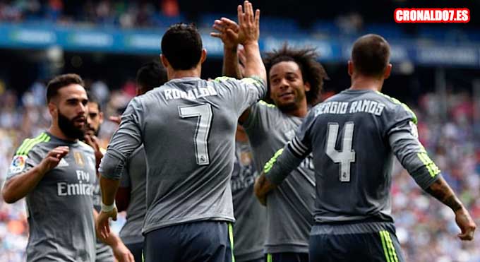 Cristiano Ronaldo celebra uno de los goles marcados al Espanyol