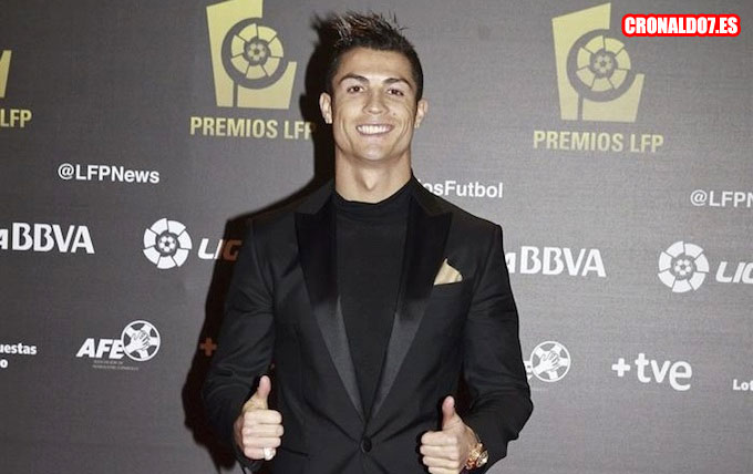 Cristiano Ronaldo durante la gala de premios de la LFP
