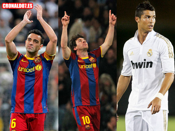 Cristiano Ronaldo, Xavi y Messi