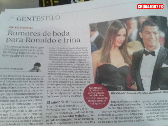 Rumores de boda entre Cristiano Ronaldo e Irina Shayk