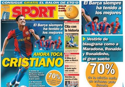 Según Sport, el Barcelona iba a fichar a Cristiano Ronaldo